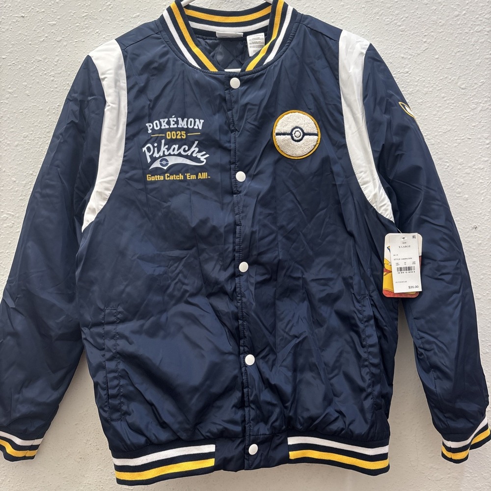 Pokémon 0025 Pikachu Navy/Yellow Varsity Jacket Boys XL
